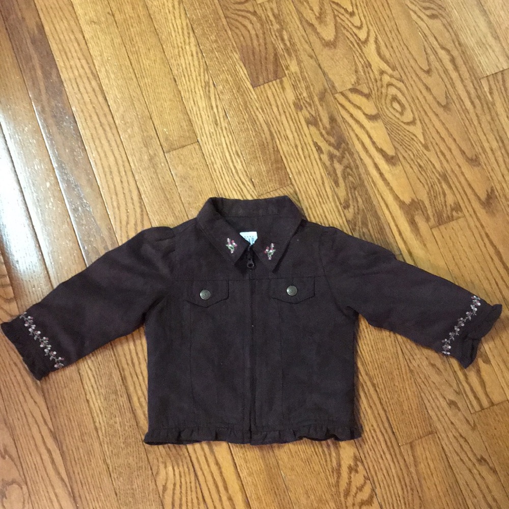 Baby Gap brown jacket w/flower detail 18-24 months